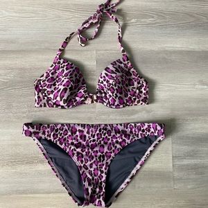 Victoria’s Secret purple leopard bikini size 34b/medium